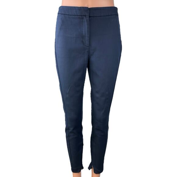 Reiss Darlas Women's Blue Skinny Mid Rise Zip-Hem Cropped Trousers Pants Size 4 - Picture 1 of 5